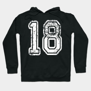 Number 18 Grungy in white Hoodie